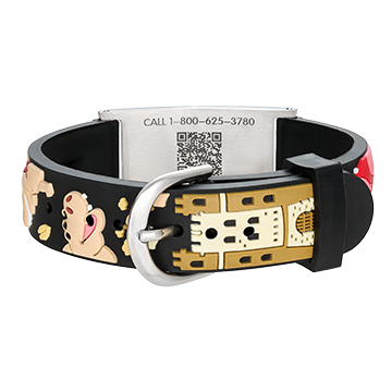 QR Code Child Titanium Medical ID Bracelet Black Dino, Black Dino, large image number 2